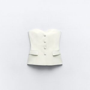 White Zara strapless button up top